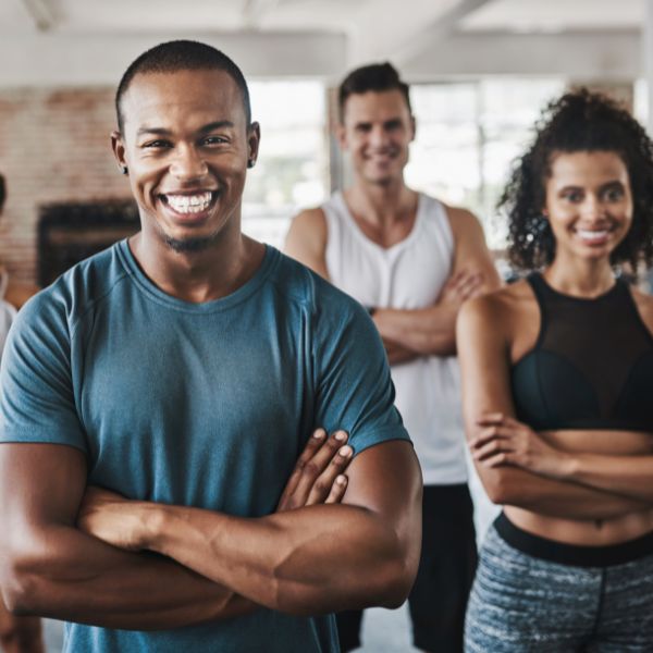 athletic group smiling