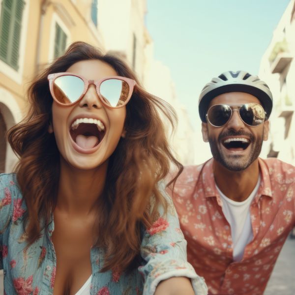 couple on bikes in seattle